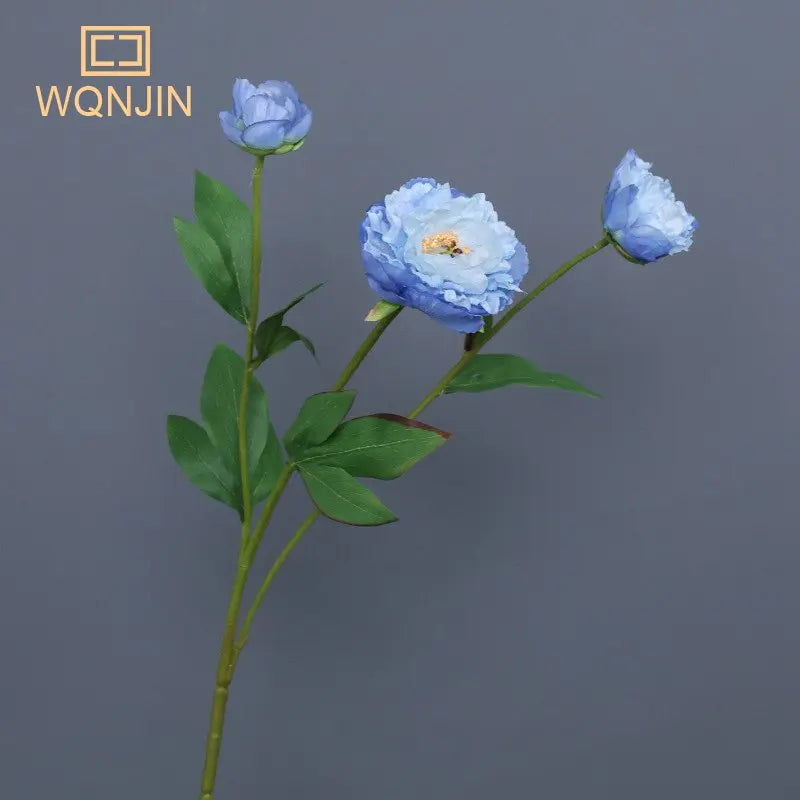 bouquet pivoines artificielles bleu rose clair decoration intérieure moderne mariage anniversaire