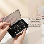 boîte rangement boucles oreilles noire grise texture fine pratique clips bijoux organiser