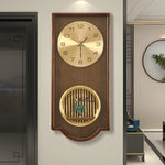 horloge murale bois grainé classique or noir décor asiatique personnages animaux