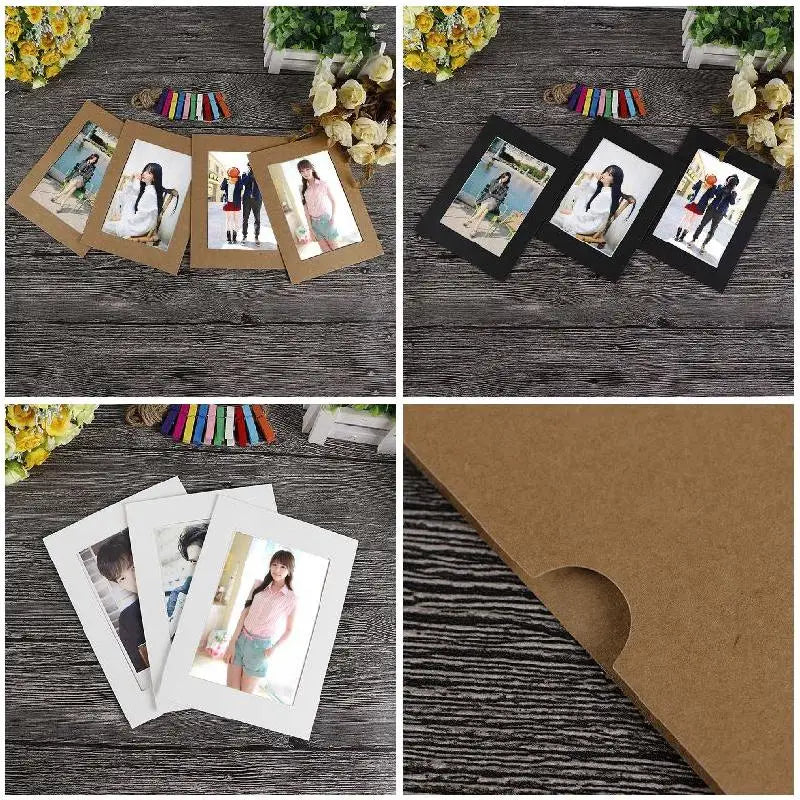 cadres photo marron noir blanc rustique simple decoration maison photo album suspendu mur