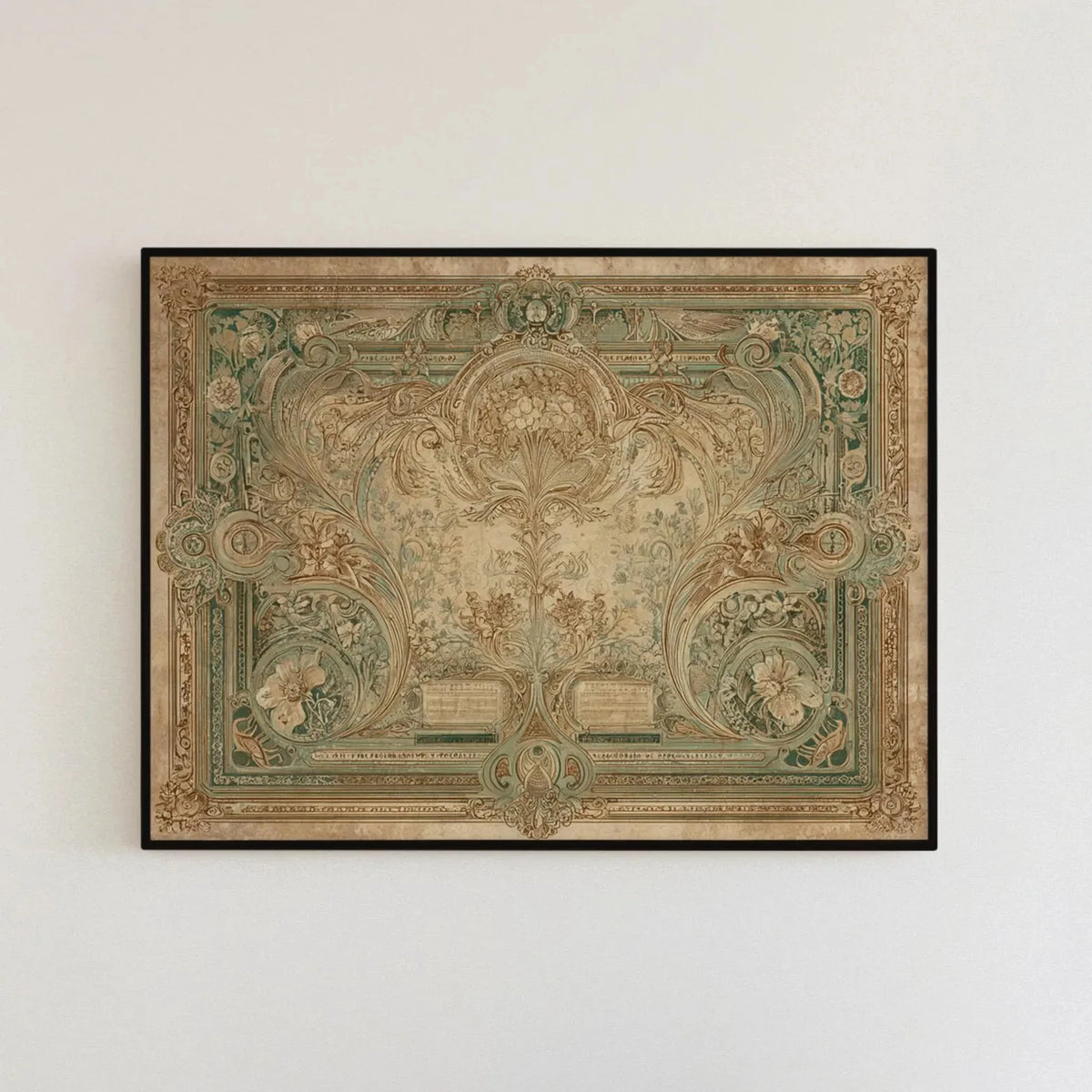tapisserie baroque verte motif floral artisanal classique deco mur opaque tissu polyester