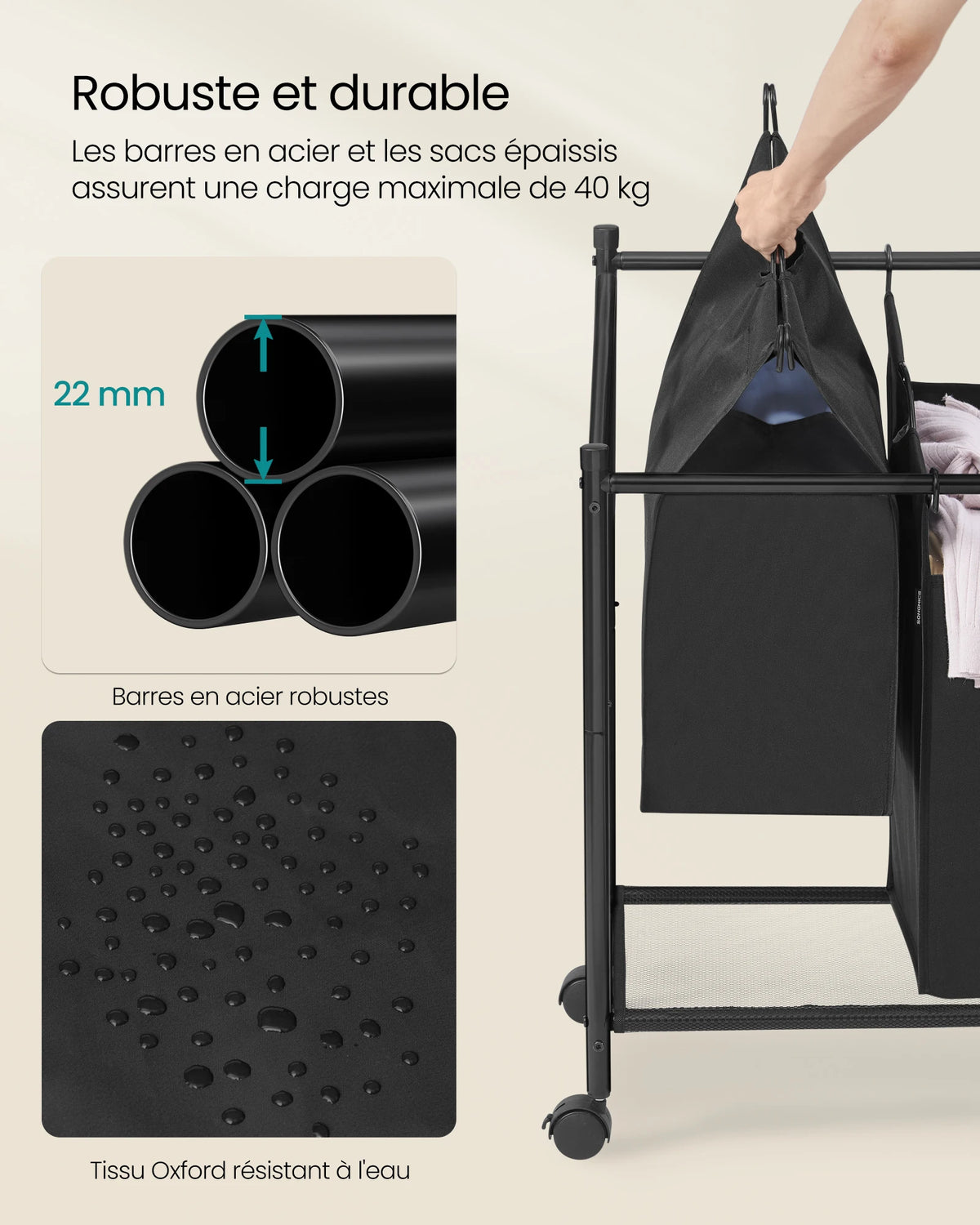 Chariot linge sale placé dans une buanderie moderne