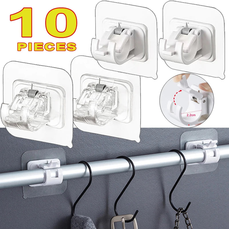 crochets suspension clips fixation tige douche blanc moderne utilisation multiple salle bain cuisine