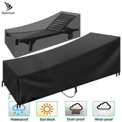 housse protection chaise longue jardin noire moderne tissu texturé boucles corde ajustable