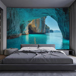 papier peint mural bleu arches rocheuses paysage marin moderne décoration mur opaque grande taille