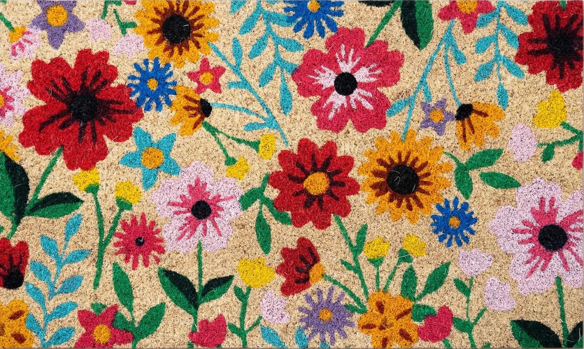 tapis d'entrée moderne motif maison antidérapant couleurs vives rustique printemps été