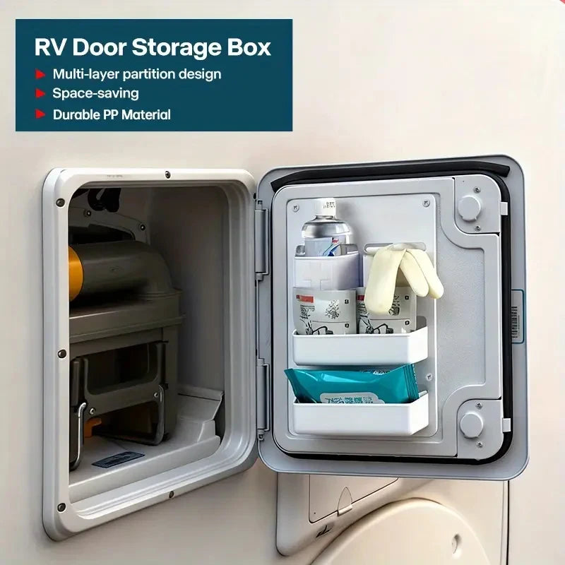 boîte rangement adhésive porte camping car blanc compartiments modernes pratiques