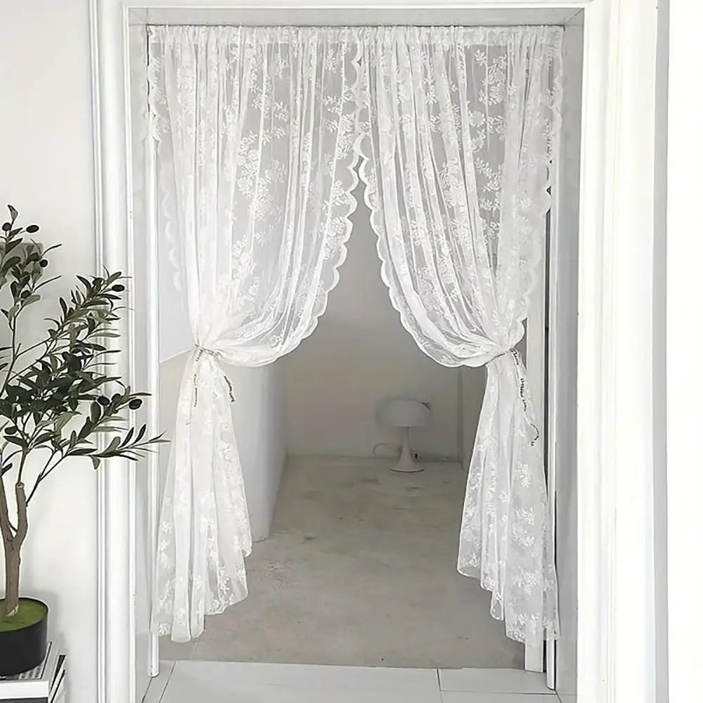 rideau dentelle florale transparent blanc romantique tringle 150x200cm 150x100cm 70x60cm decoration european americain