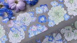 ruban décoratif floral stickers papillons fleurs bleu violet vert transparent bricolage scrapbooking diy