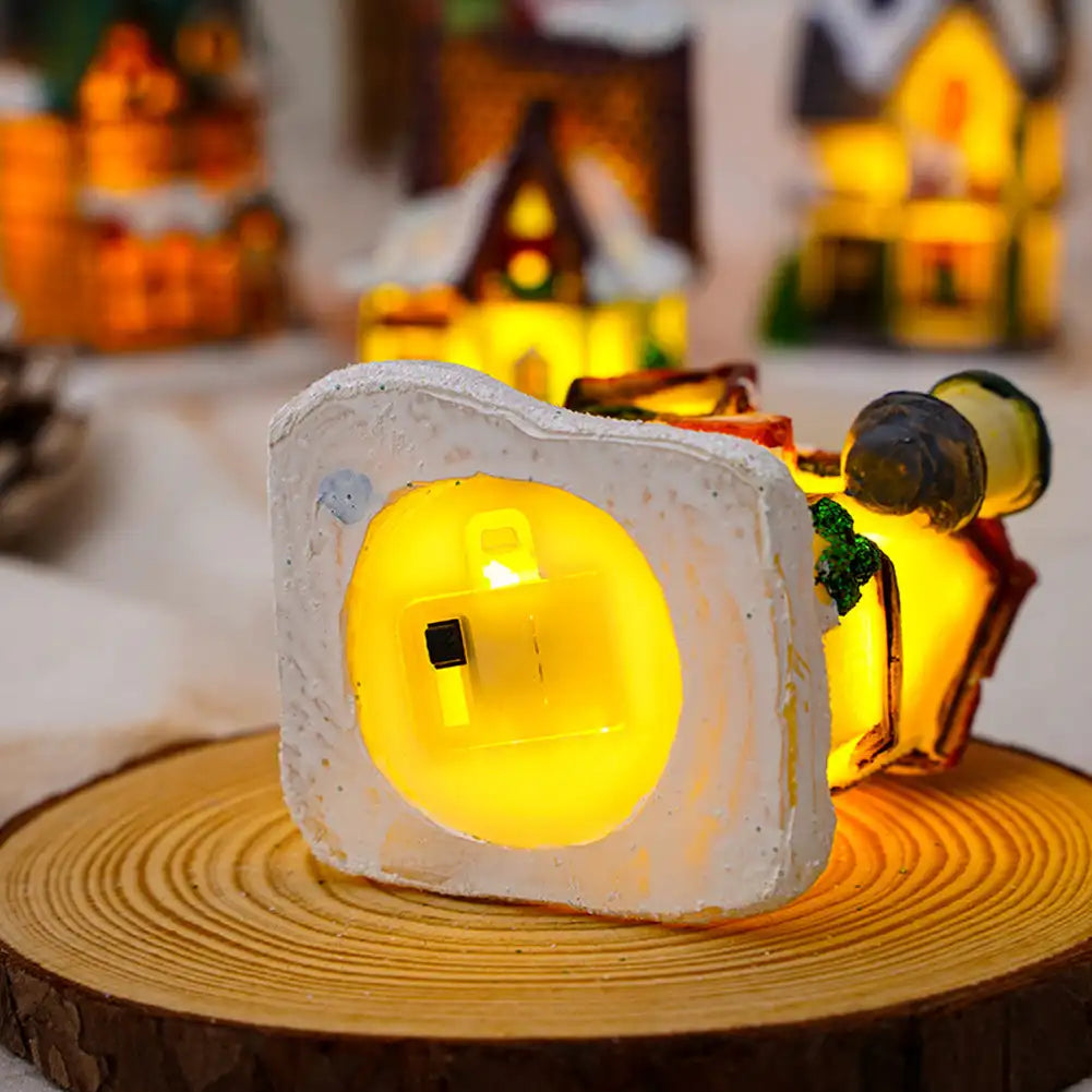 décoration noël lumineuses mini maisons résine brique tuiles colorées festive