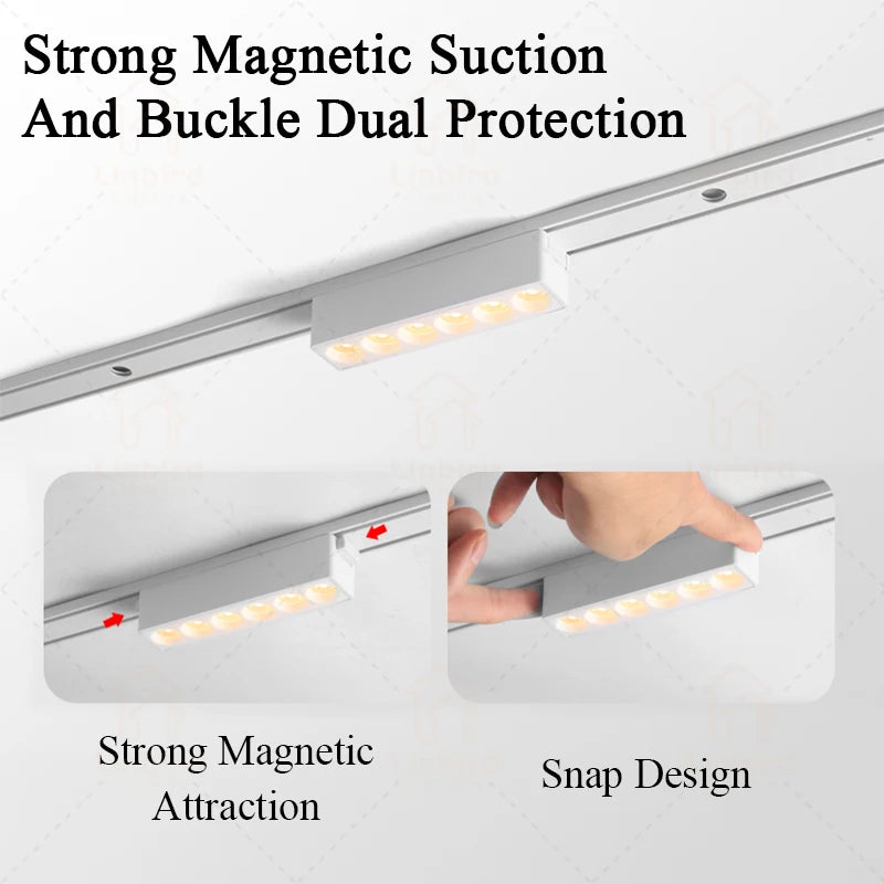 luminaire led rail magnétique blanc moderne système éclairage intérieur mince aluminium fixation aimant maison