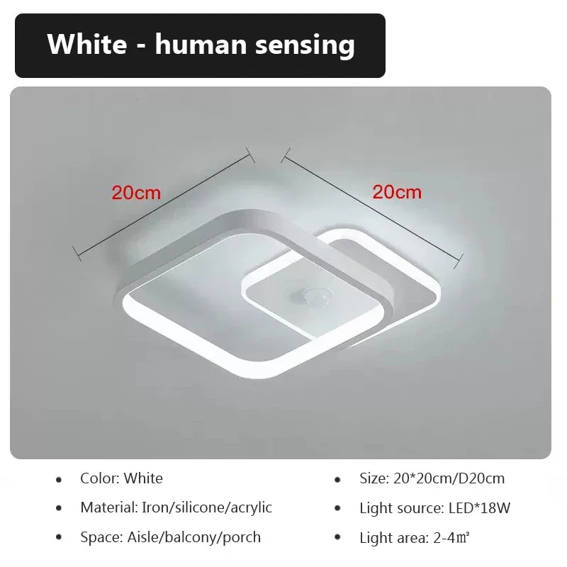 plafonniers led capteur mouvement blanc noir minimaliste moderne 20x20cm 249 2000lm