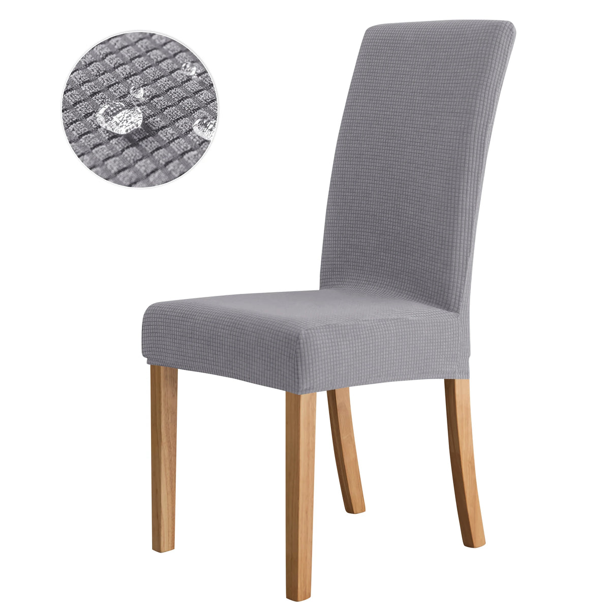 Housse chaise moderne gris foncé rayures horizontales élastique imperméable polyester