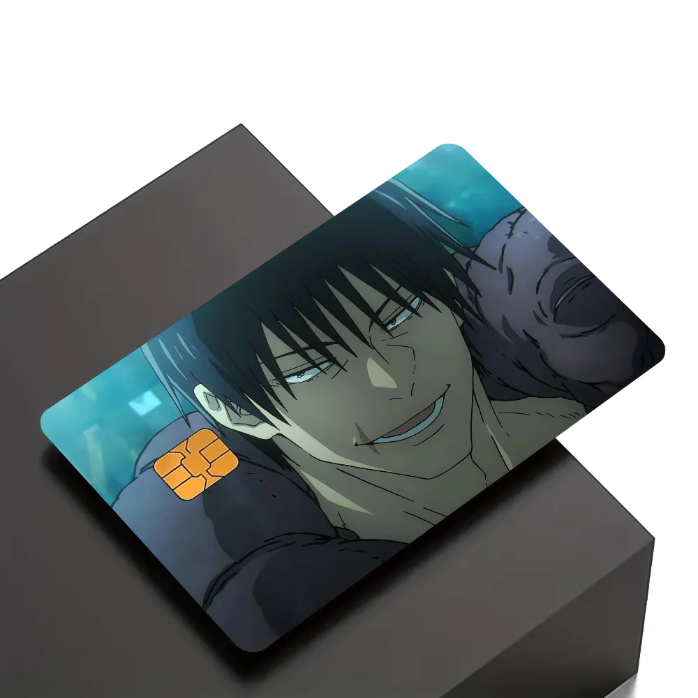 cartes crédit personnalisées adhésives anime fushiguro épée motif abstrait moderne blanc noir orange