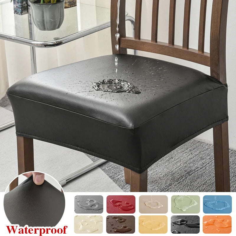 coussin chaise moderne noir uni imperméable adhésif lavable amovible polyester spandex cuisine banquet salon