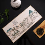 serviettes thé vert bleu beige peinture chinoise motifs floraux art traditionnel zipper cuisine
