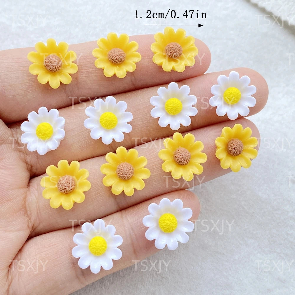 fleurs artificielles tournesol chrysanthème scrapbook nail art mariage decoration blanc jaune rose