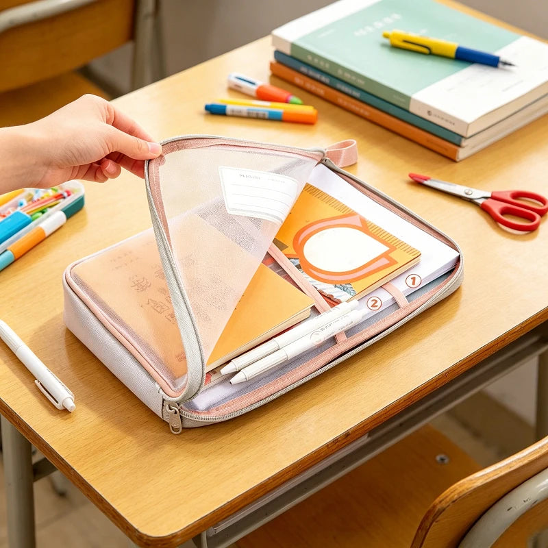 sac rangement documents transparent moderne fermeture glissière réutilisable respectueux environnement pratique fournitures scolaires