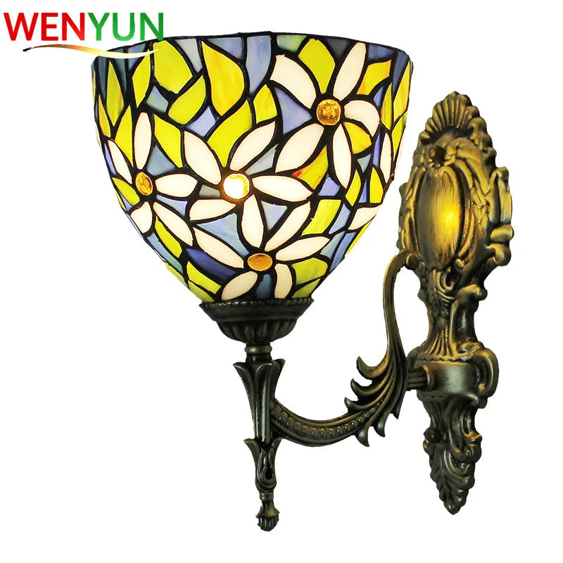 appliques murales tiffany verre coloré motifs floraux vintage chambre cuisine salle manger