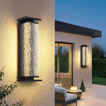 applique murale contemporaine led noire effet verre strié ip65 35cm 16cm 12cm