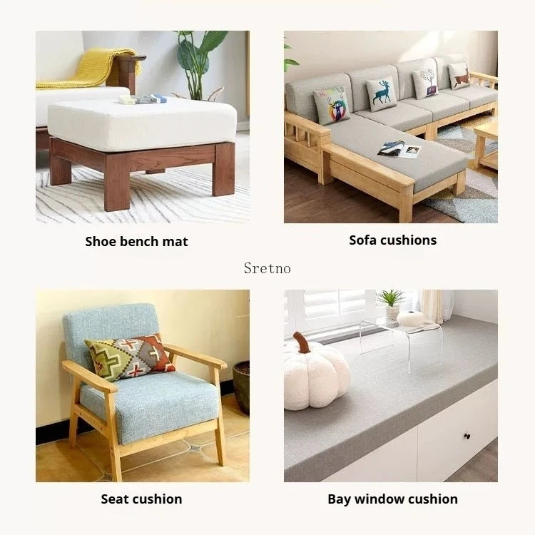 coussins blancs unis modernes adhésifs lavables sièges canapés baies vitrées 40x40cm