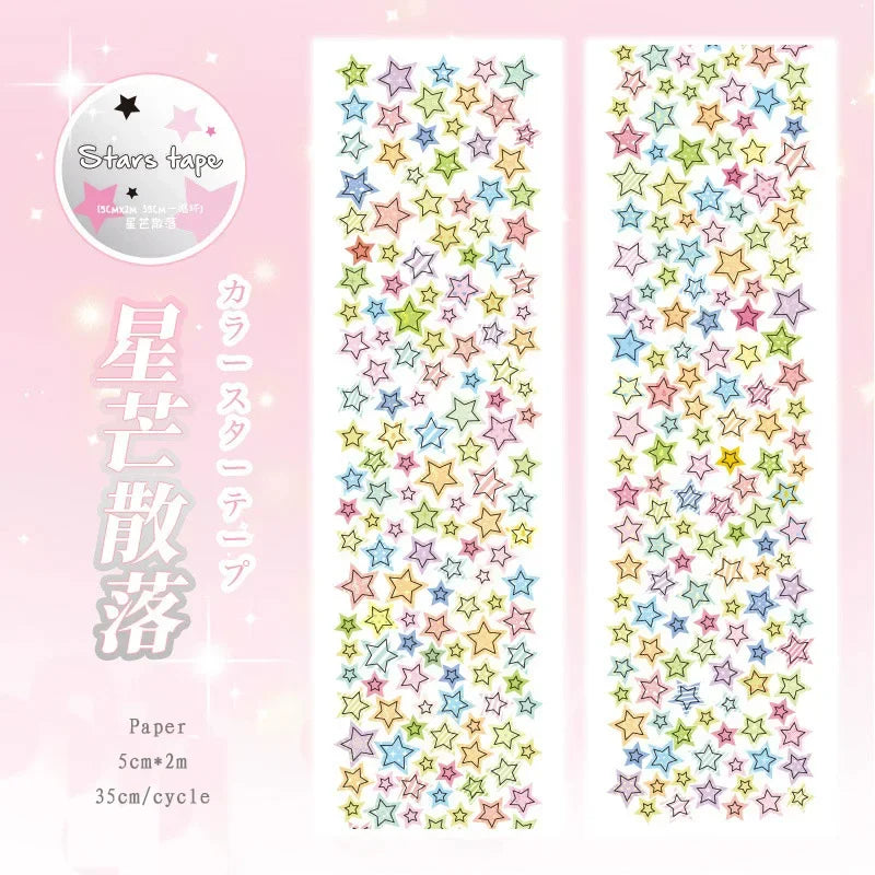 ruban decoratif multicolore etoiles coeurs cercles adhésif manuel diy collage enfants