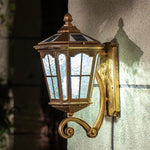 lampe solaire murale vintage or floral éclairage extérieur verre transparent classique