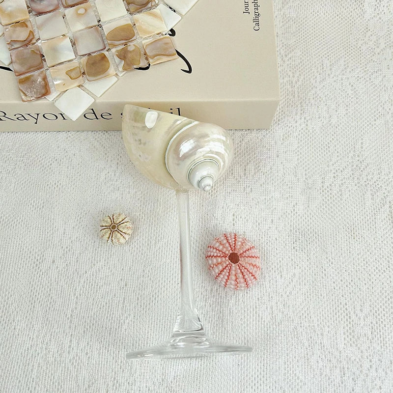 coquillage pied verre couleur dorée élégant moderne brillant accueil décoration ornement cadeau