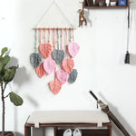 décoration murale boho feuilles macramé vert rose gris naturelle eyelets chambre salon