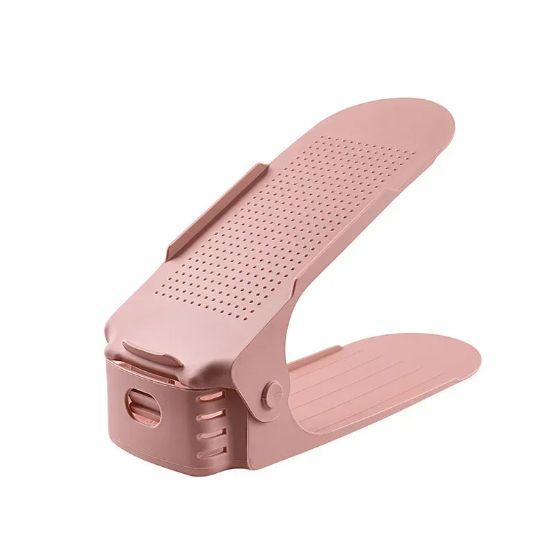 support chaussures moderne perforé blanc rose vert pastel clips réutilisable économiseur d'espace chambre penderie