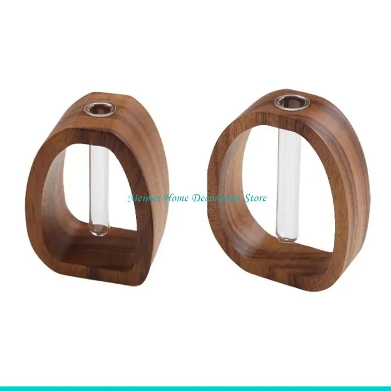 support plante bois marron verre transparent minimaliste moderne métalliques arrangement floral durable fait main