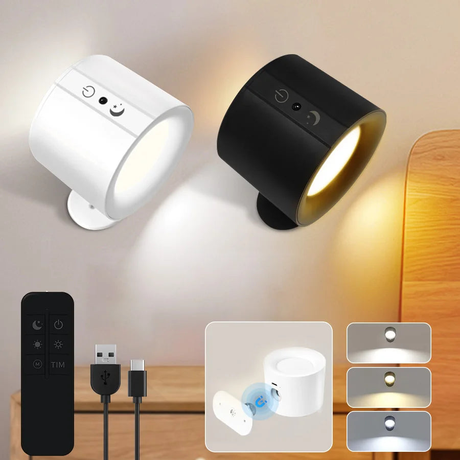 lampes murales led rechargeables tactile double tête moderne blanc noir