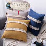 ruban macramé franges longues coton boho blanc noir décor intérieur artisanal DIY craft
