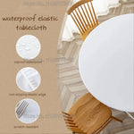 nappe table ronde polyester imperméable blanc moderne intérieur extérieur adaptable 120cm