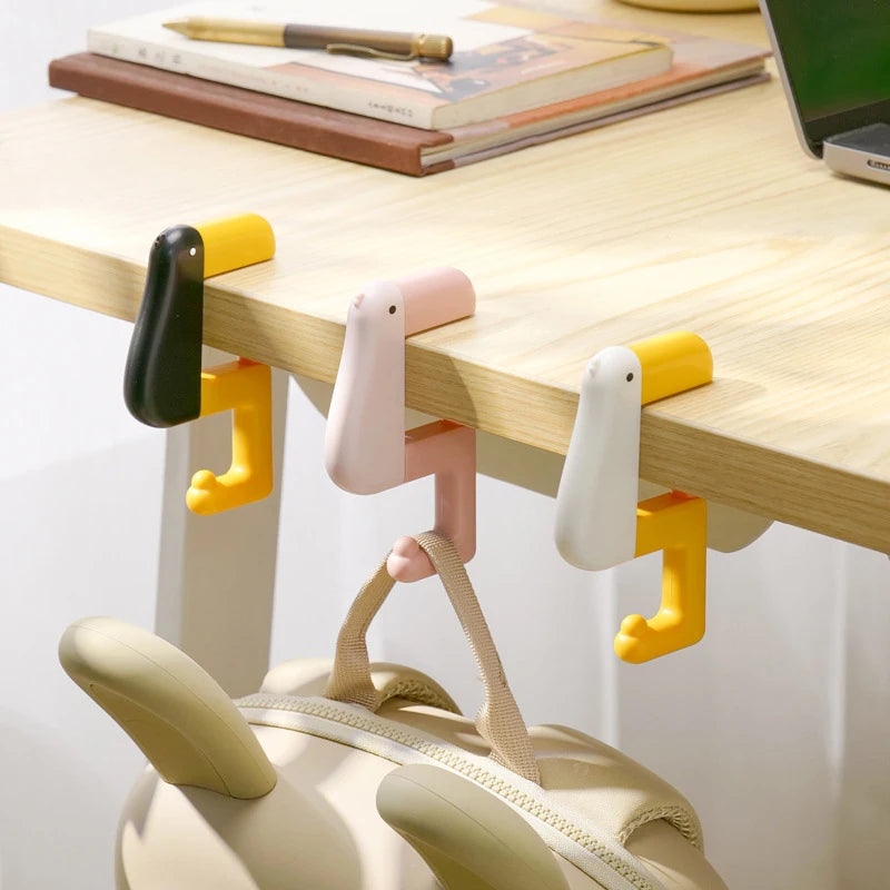 porte sacs clips oiseau noir jaune rose clair blanc moderne minimaliste école fournitures