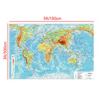 carte monde russe bleu orange vert géographique éducative mur 150x100cm fixée salon chambre