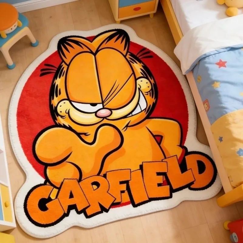 tapis garfield dessin animé orange rouge pelucheux cartoon chambre enfant décoration imitation coton