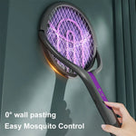 raquette électrique anti moustiques gris violet surface rotative moderne rechargeable fly swatter zapper
