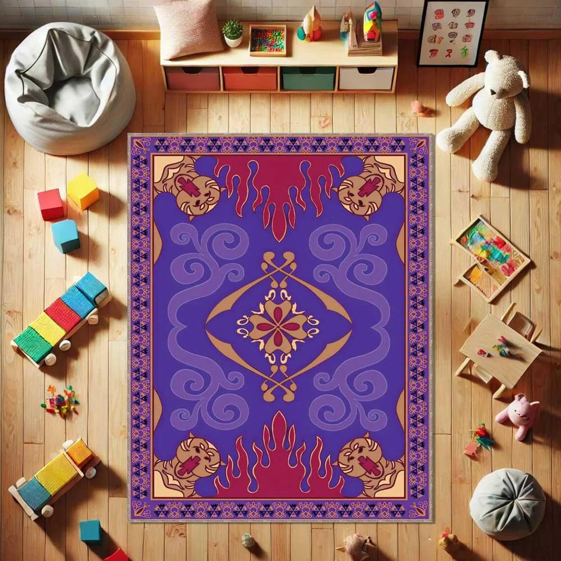 tapis violet floral tigre velours classique orné intérieur extérieur 40x60cm 50x80cm 80x120cm 120x160cm
