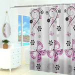 rideau douche moderne imprimé chatons poissons fleurs blanc orange rose vert bleu violet
