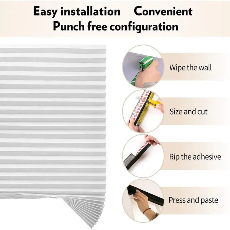 store plissé adhésif blanc moderne 150cm 180cm 60cm opaque plissé clips intérieur extérieur latéral