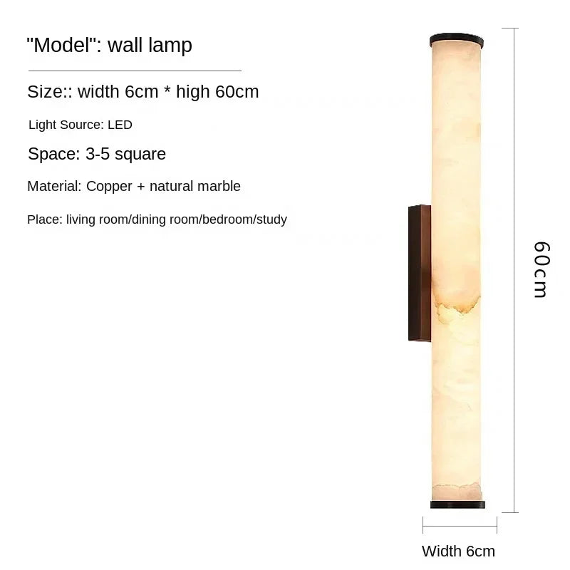 applique murale moderne marbre naturel cuivre lampe led salon chambre coucher décoration luxe