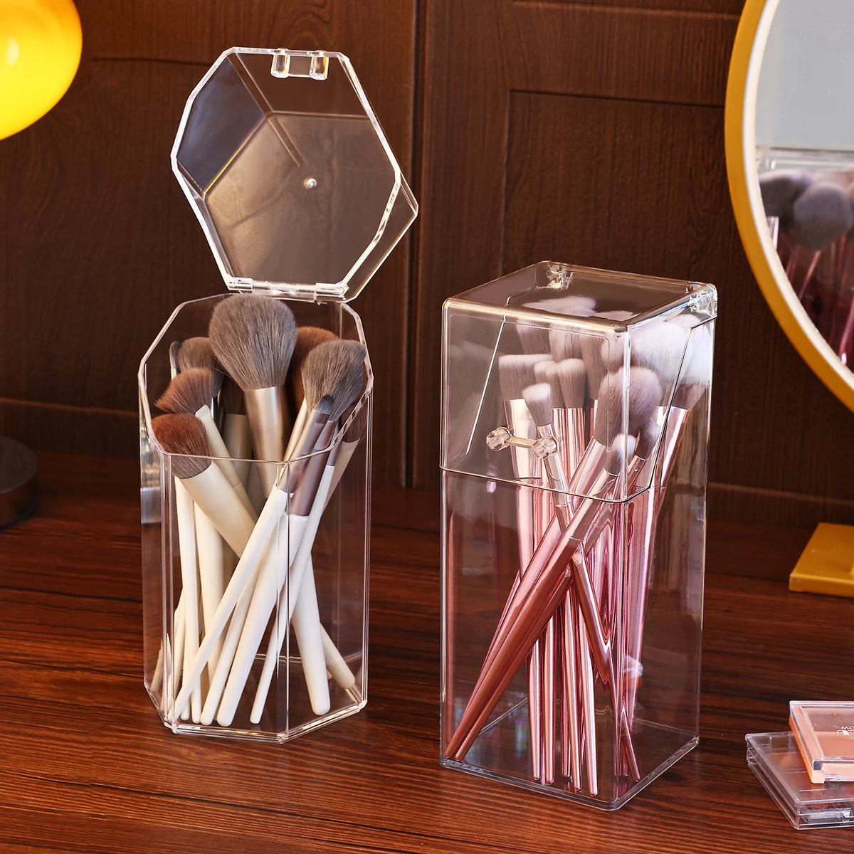 organisateur brosse maquillage transparent moderne rangement salle bain durable multiple usage chambre dortoir