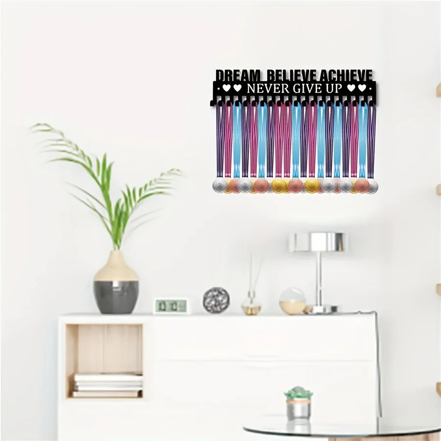 porte médailles mural noir argenté doré cœurs motivation sportifs decals vibrant