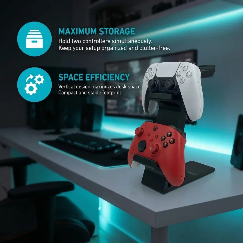 rangement double manettes casque gaming moderne noir blanc rouge gris ps5 xbox switch