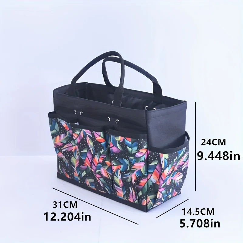 sac polyestertoi multicompartiments motifscolorés poisfloral noirvert blanc rangementjardinage fournituresoffice portablepratique