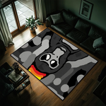 tapis gris noir blanc motif personnage moderne salon antidérapant résistant