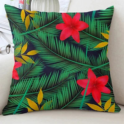 coussin carré moderne feuilles tropicales 100% polyester 35x35cm 45x45cm 50x50cm 60x60cmversible lavable