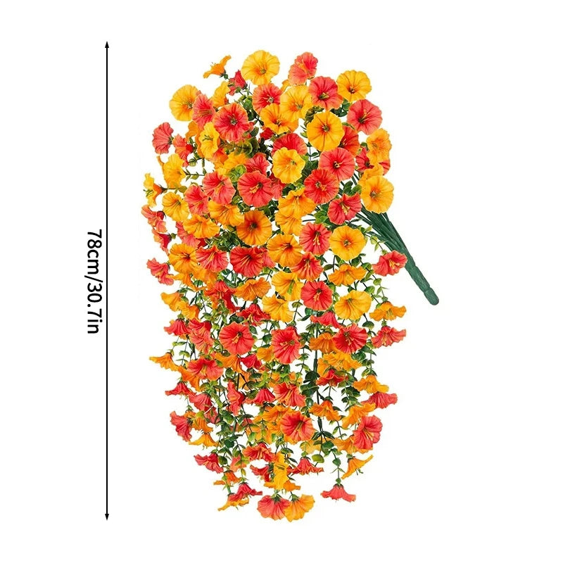 guirlande suspendue artificielle fleurs roses blanches violettes orange jaunes naturelles decoration jardin fete mariage