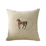 coussins brodés cheval moderne taie d'oreiller polyester coton respectueux environnement vert rose jaune bleu